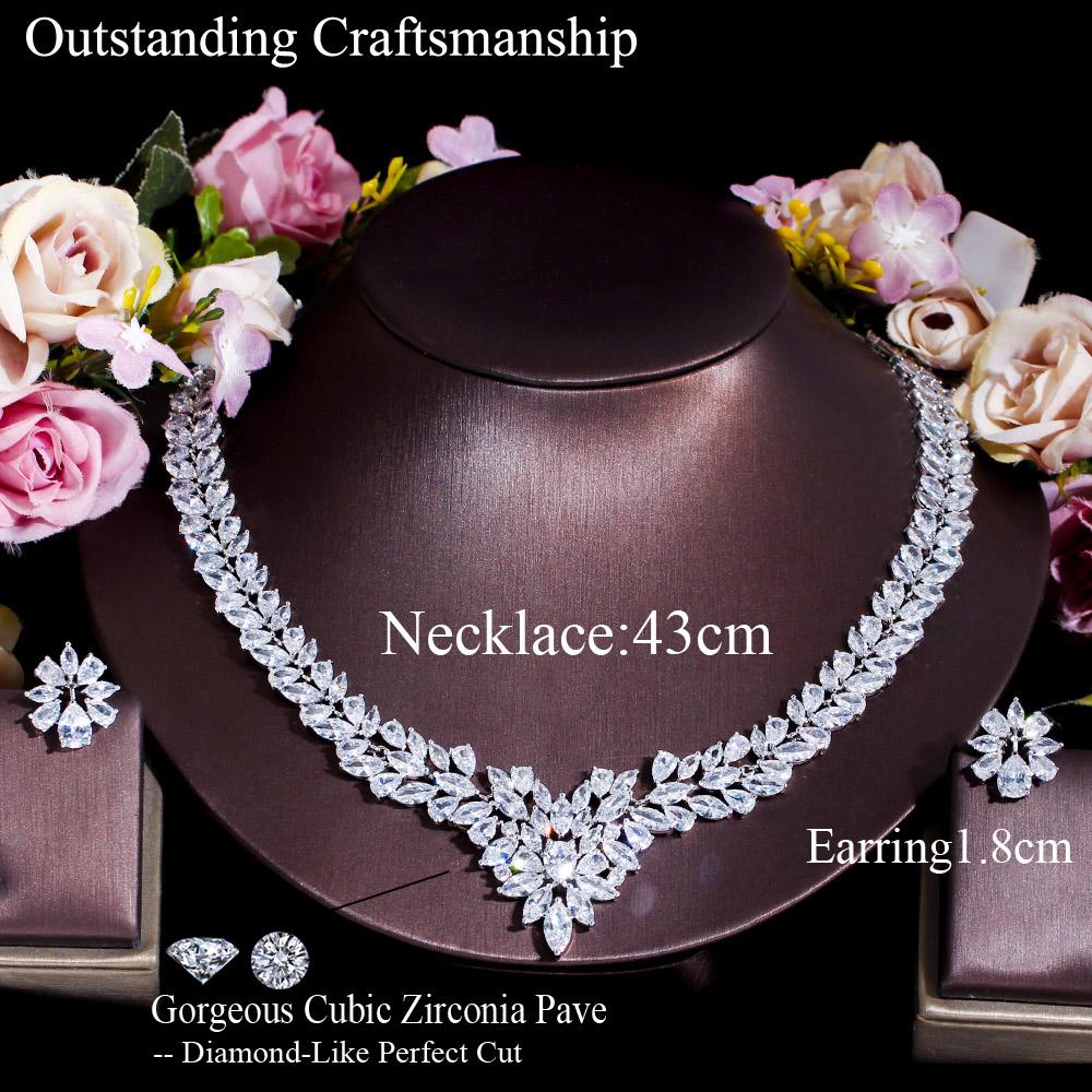 CMM сверкающий кубический цирконий, большой свадебный комплект серег и ожерелья для женщин, роскошные свадебные украшения, аксессуары