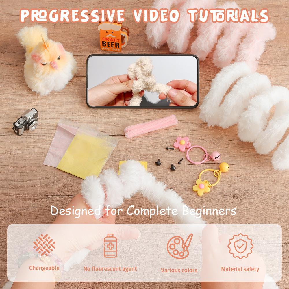 Cute Animals Plush Pipe Cleaners for Bird Materials Kit Doll Material Set for Creative DIY Birthday Gifts Mini Pet Decoration