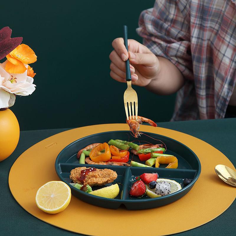 Разделенная тарелка для фруктового салата, трехрешетчатая тарелка с западным отделением, тарелка из пшеничной соломы, диетическая тарелка для еды, поднос для еды, кухонная посуда