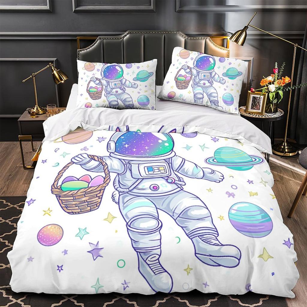 Комплект постельного белья 3D космонавт, для мальчиков-подростков, мужской пуховый пододеяльник, наволочка 2/3 шт., чехол на космическую тему, подарок на день рождения