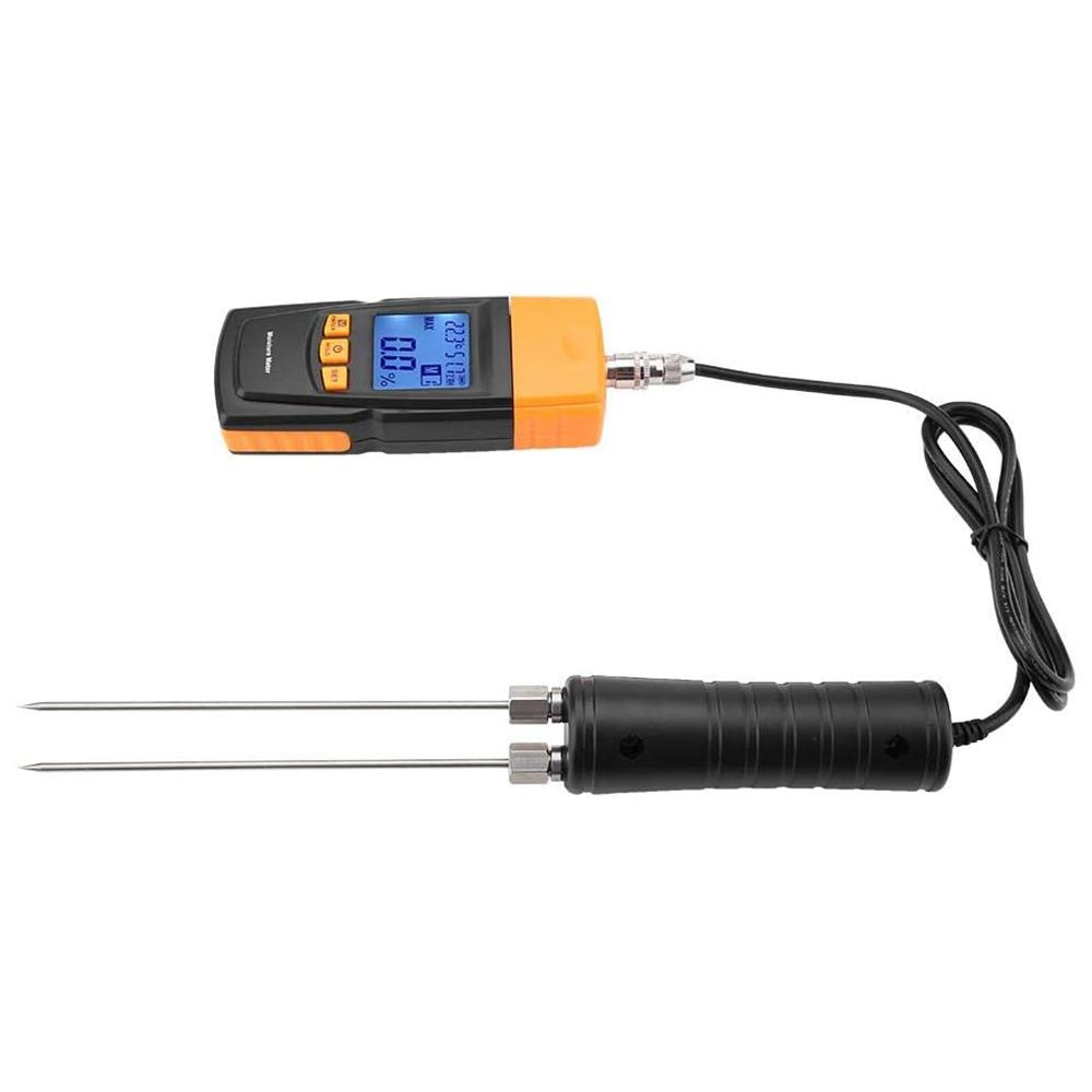 Digital Wood Moisture Meter Cotton Wood Humidity Tester 2~70% Portable Electrical Woodworking Hygrometer with Measuring Probe