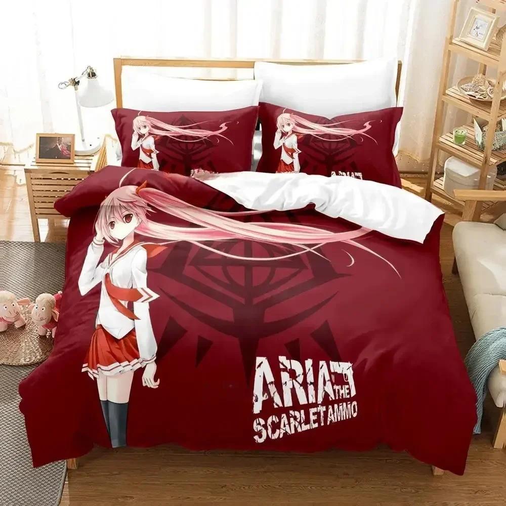 New Aria The Scarlet Ammo Bedding Set Cartoon Anime Three-Piece Set Adult Kid Bedroom Duvet Cover Sets 3D Print Kawaii Anime