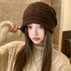 Small wool hat for women's new autumn and winter stacking hat, crimped knitted loose handmade cold hat, cold-proof confinement hat