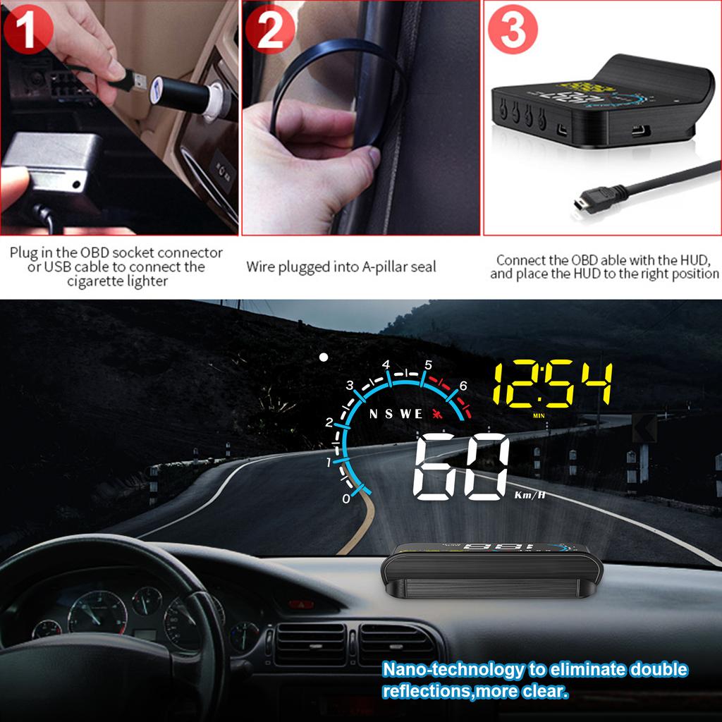M12 HUD Автомобильный OBD2 GPS HUD Бортовой компьютер Автомобильный проектор Head Up Display Умные гаджеты Электроника для автомобиля Спидометр