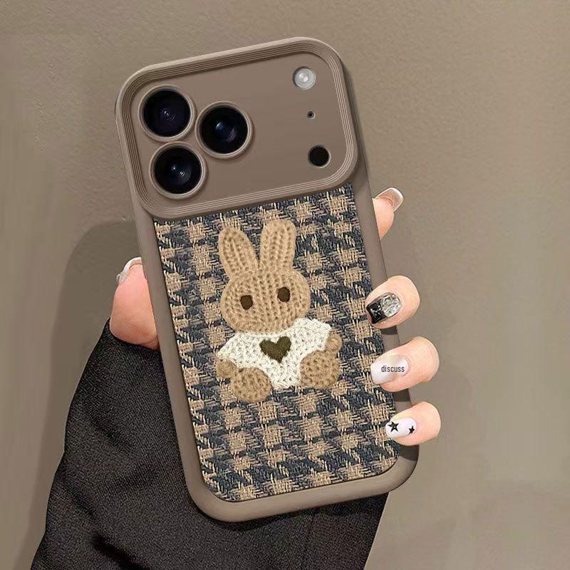 Очаровательный чехол-кролик с защитой от падения для iPhone 17, 16 Pro, 15 Pro Max, 14 и 13 Pro.