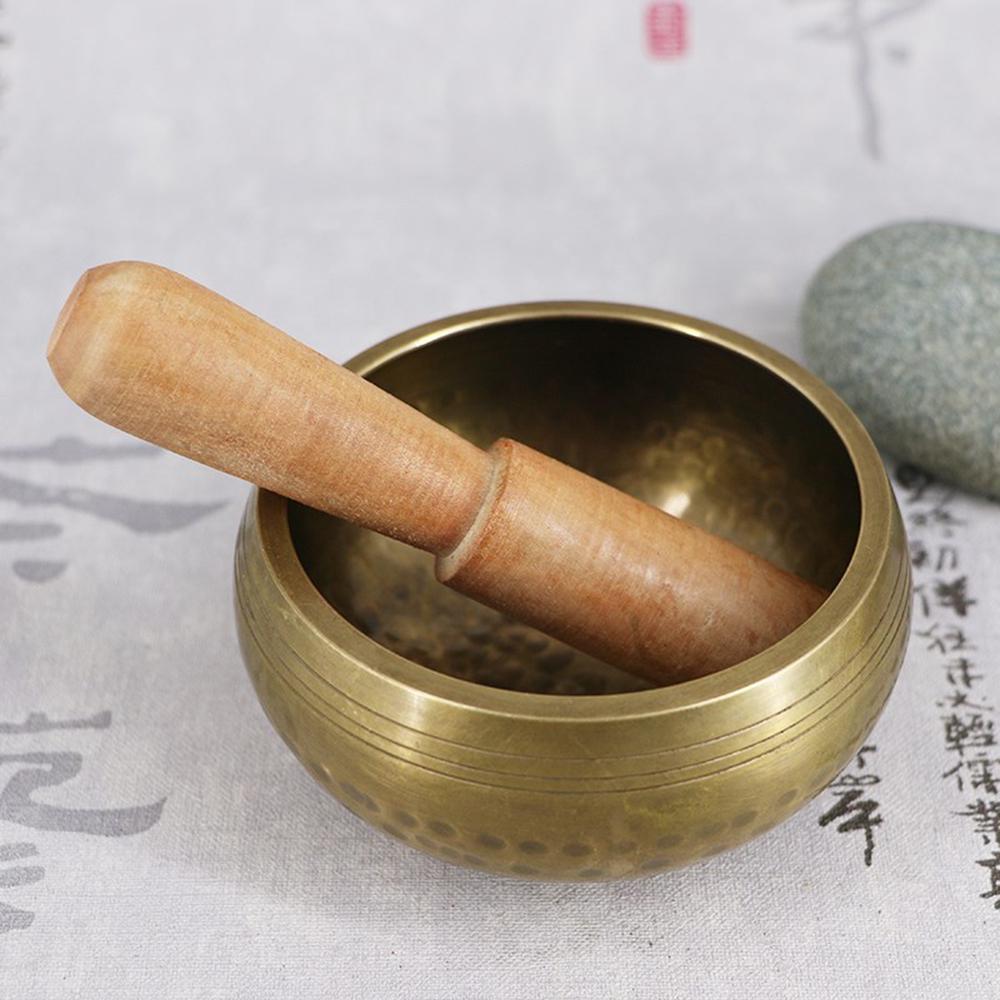 Tibetan Buddhist Singing Bowl Buddha Sound Bowl Musical Instrument for Meditation with Stick Yoga Home Decoration