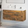 VidaXL Vanity Unit with Integrated Basin Under-Sink Cabinet Bathroom Storage Unit Home Smoked Oak Wood 3152888