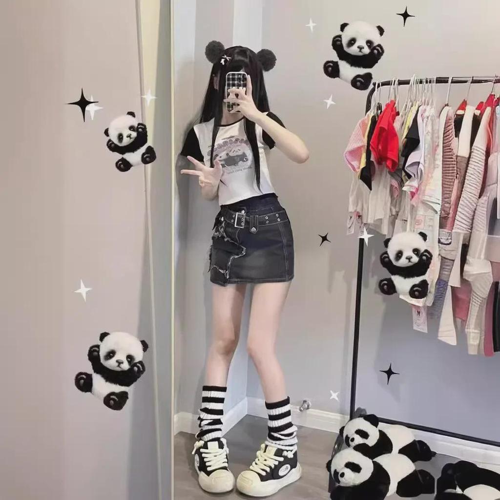 Y2K Hot Girl Black Denim Skort: Anti-Exposure Subculture Style with Irregular Hem