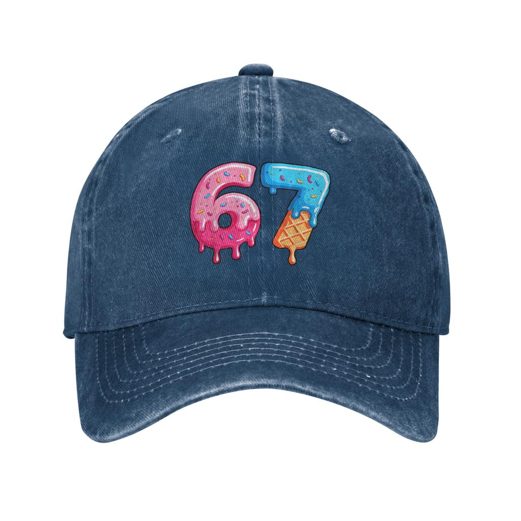 Summer Six Seven Ice Cream Drip Meme 67 Baseball Cap Sun Adjustable Design Washed Trucker Hat Outdoor Sport Baseball Caps