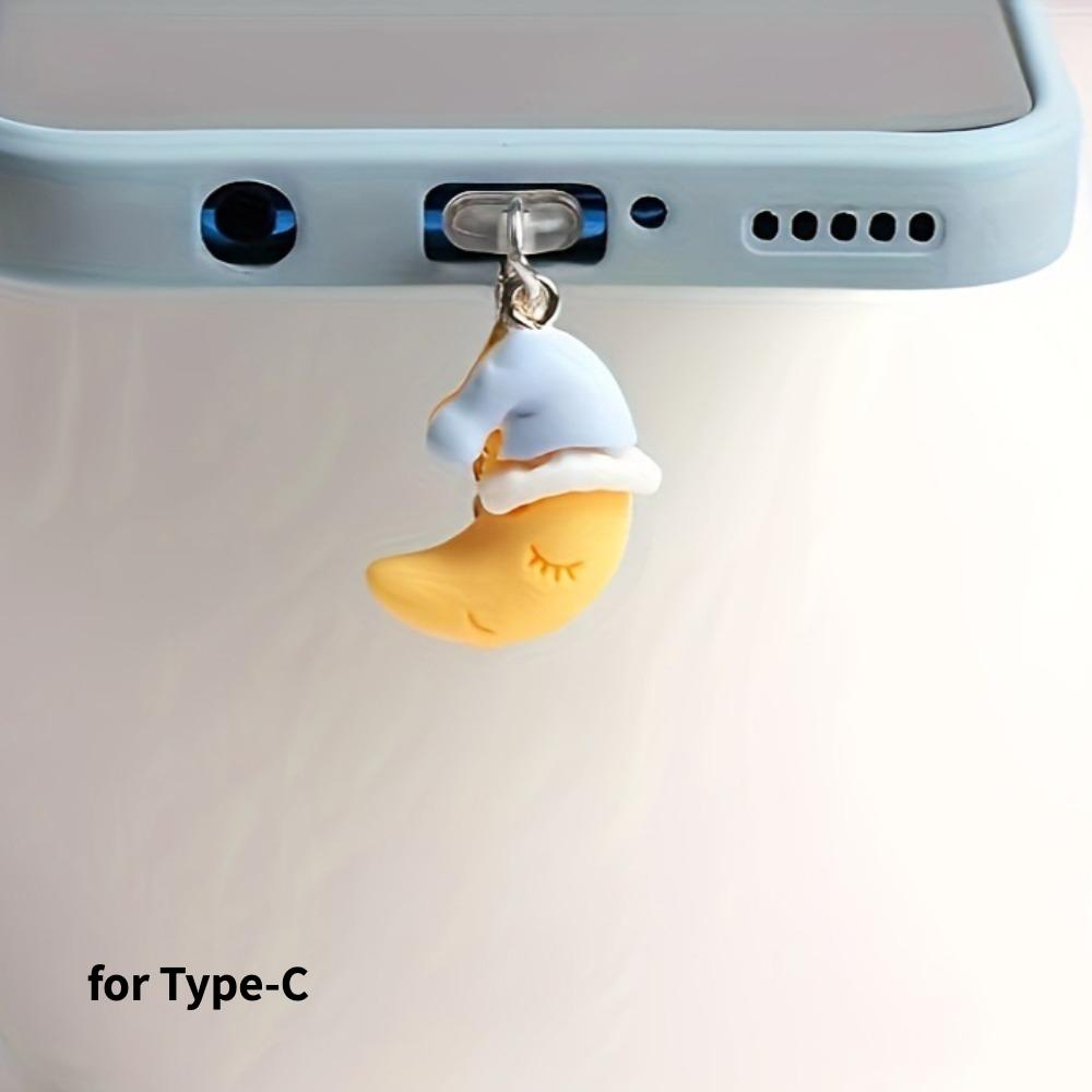 Kawaii Cute Star Moon Phone Dust Plug Anti Dust Jack Stopper Charging Port Protector Charm For IPhone Type C Gift2