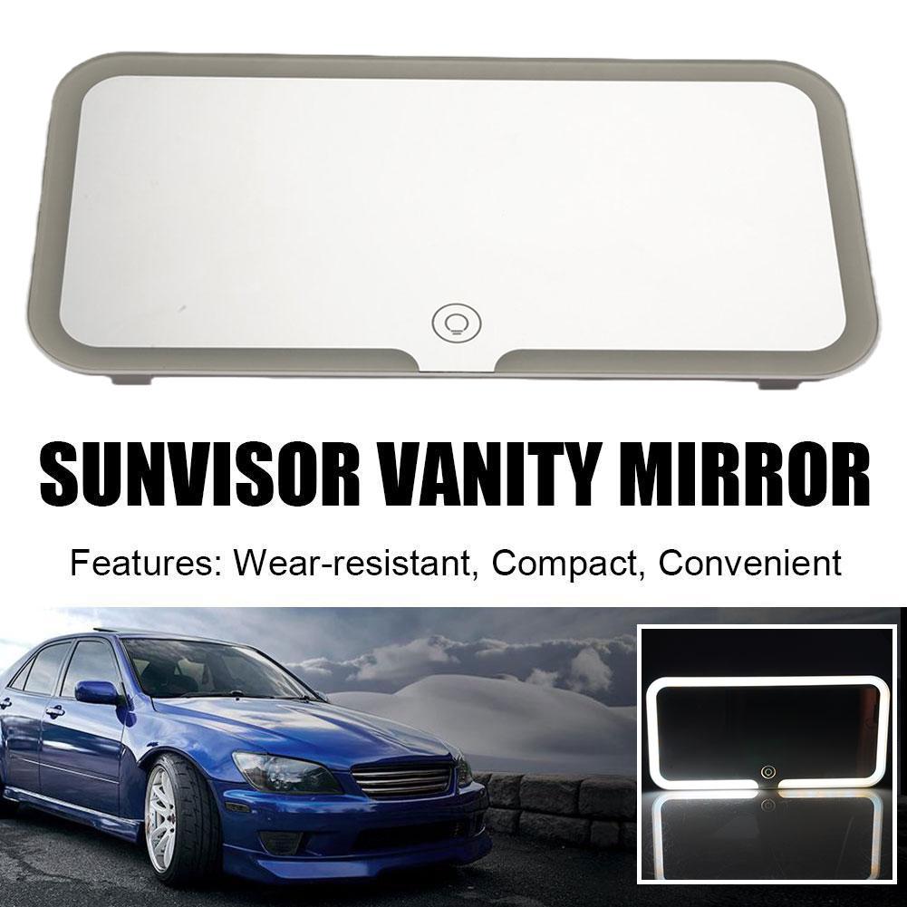 3 Led Light Modes Stepless Dimming Visor Makeup Mirror Rechargeable Sensor Cosmetic Mirror Large Screen Car Vanity Mirror