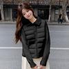 Knitted sleeves splicing short down cotton-padded clothes for women's winter new fashion thickened ribs stand-up neck cotton-padded jacket