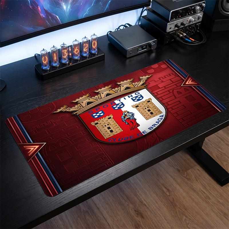Braga FC Theme Pattern Mouse Pad, Soccer Logo Design XXL Gaming Desk Mat Non-Slip Computer Mouse Pad