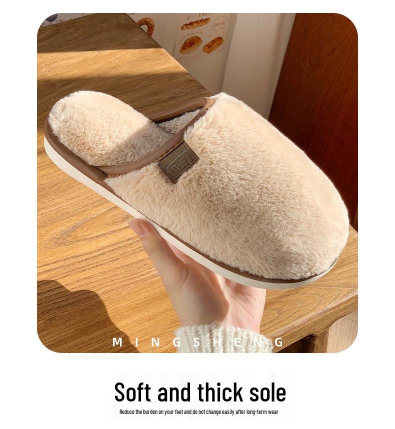 Soft Cotton Plush Winter Slippers: Warm, Non-Slip Indoor Footwear for Couples