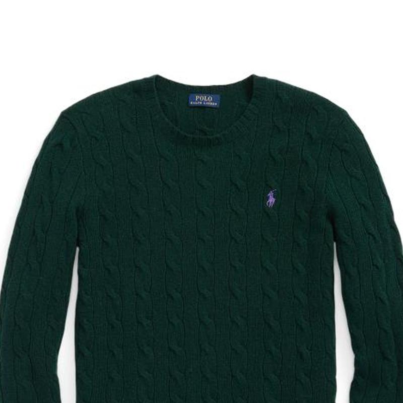 Polo Ralph Lauren Solid Logo Print Crew Neck Pullover Sweater Women Sweater Green WMPOSWENC020452