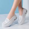 Women Genuine Leather Wedges Casual Shoes Loafers Soft Nurse Work Shoes Breathable Comfortable Non-slip White Nursing Shoes
