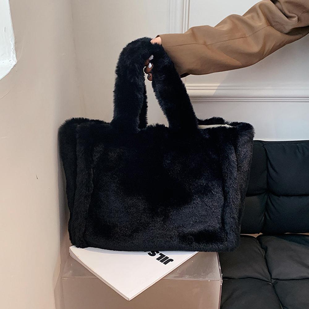 Large Plush Tote Faux Fur Shoulder Bag Winter Fluffy Women Designer Handbags Warm Soft Crossbody Bags for Women Shopper Purses