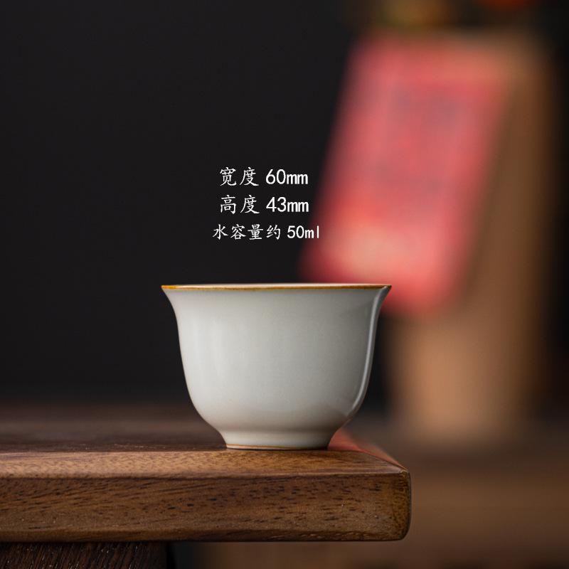 Ceramic Master Cup Household Tengwang Pavilion Landscape Kung Fu Tea Set Teacup High-grade Huangru Kiln Tea Cup with Gift