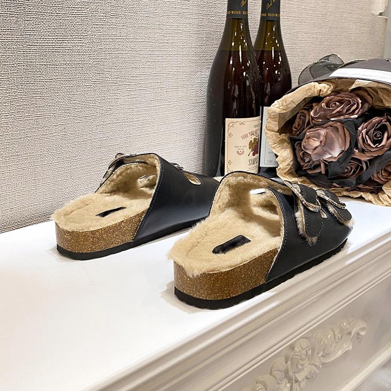 У Су Иньцзя такая же хлопковая швабра с сильным осенним смыслом~ ретро велюровые хлопковые тапочки с двойной пряжкой на толстой подошве Бокен пушистые тапочки