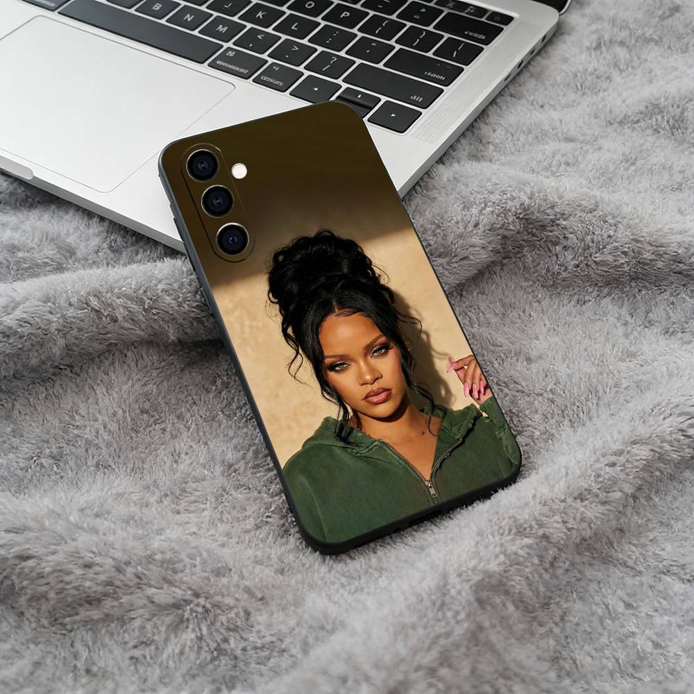 music -legend-Rihanna Black Soft Silicone Phone Case for Samsung Galaxy A73, A71, A72, A70, A53, A52, A51