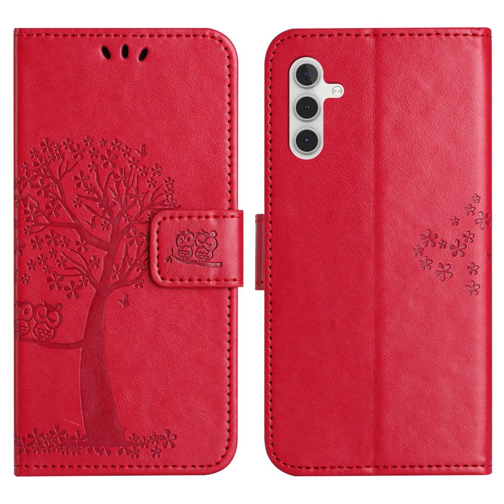 For Samsung Galaxy A56 5G Case PU Leather Owl Tree Imprinted Wallet Phone Cover