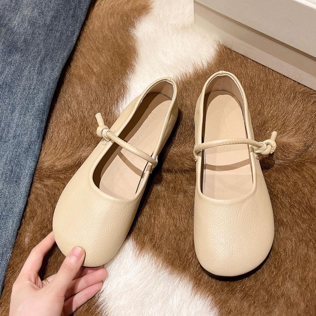 Нежные туфли Мэри Джейн женские 2025 новые весенние вечерние туфли на низком каблуке с круглым носком французские туфли с юбкой одинарные маленькие кожаные туфли