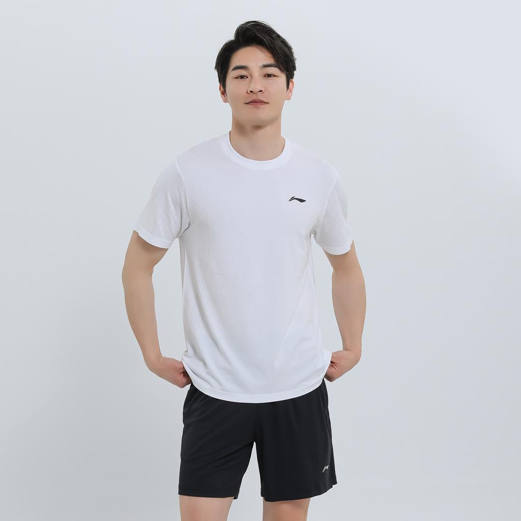 Li Ning Повседневная спортивная одежда Унисекс Белая футболка с коротким рукавом + Черные шорты AATU015-5