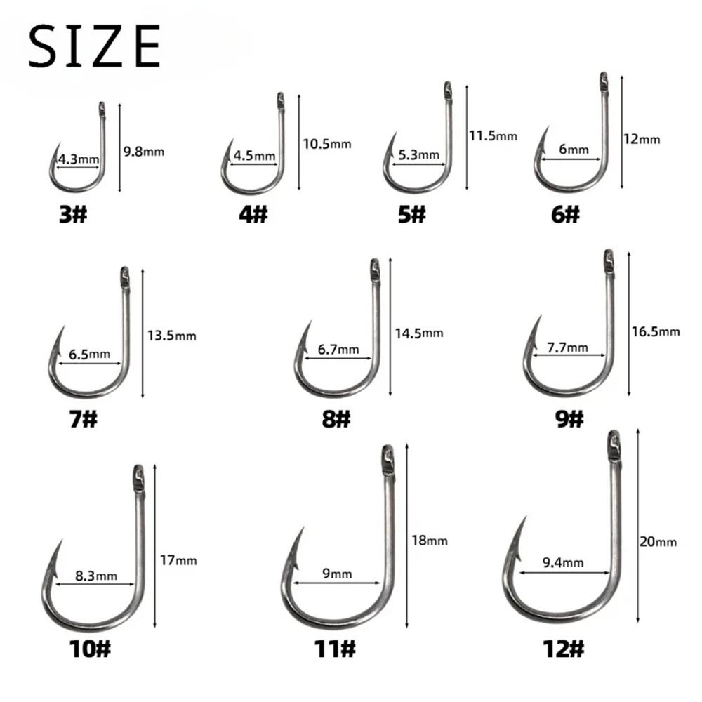 100/500 PCS Fishing Hooks Set #3~#12 Carbon Steel Single Circle Fishhook Fly Fishing Jip Barbed Carp Hooks Sea Tackle Accessorie