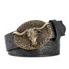 Цветочная гравировка пряжка ремня ковбойши винтажный ремень длиннорогого быка украшение на платье