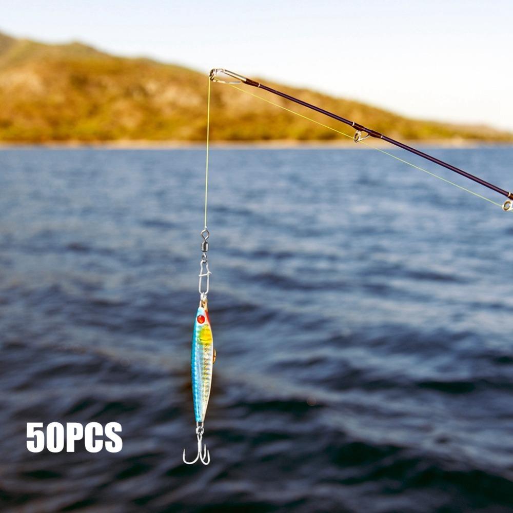 50PCS Multiple Sizes Fishing Swivels Snap Lightweight Rolling Swivel Saltwater Fishing