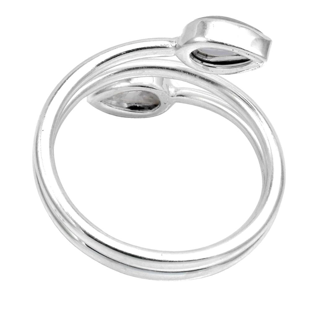 Natural Rainbow Moonstone 925 Sterling Silver Stacking Stackable Open Wrap Ring For Women & Girls