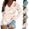 Women's Long Sleeve T-Shirt V Neck Easter Print Casual Comfort Top