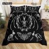 Boho Moth Duvet Cover Gothic Skull Bedding Set for Girls Women Bedroom Decor Moon Star Personalized Moth Skull Skeleton Bones