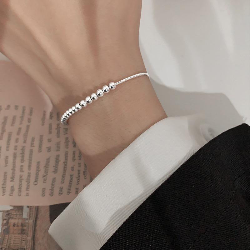 Xiaomi 100% Solid 925 Sterling Silver Metal Bracelet for Women Men Vintage Handmade Ball Bracelet Birthday Gift S-B451