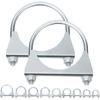 Swpeet 2Pcs Galvanized 2" - 50Mm Exhaust U Clamp Kit, Galvanized Muffler U-Bolt Clamps, Universal Heavy Duty U-Bolt Muffler Clamp Ideal For Tip Pipes