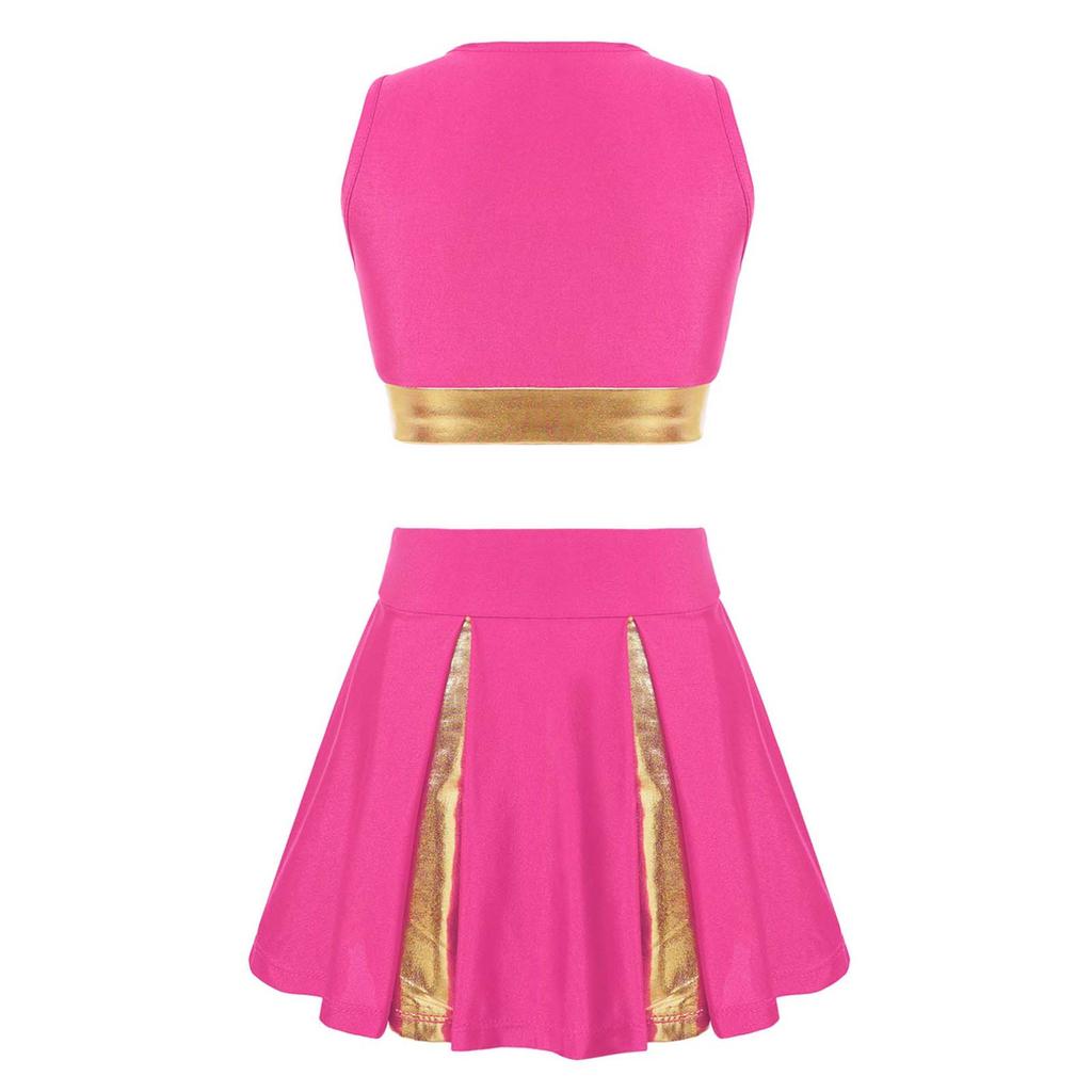 Детские костюмы группы поддержки для девочек, укороченный топ без рукавов с юбкой, школьная форма, платье развеселителя, вечерние карнавальный костюм