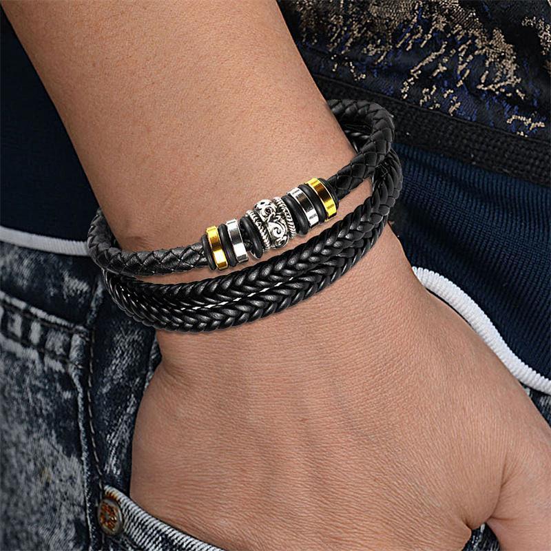 Кожаный браслет ручной работы своими руками Кожаный тканый многослойный мужской кожаный браслет Винтажный браслет YSL