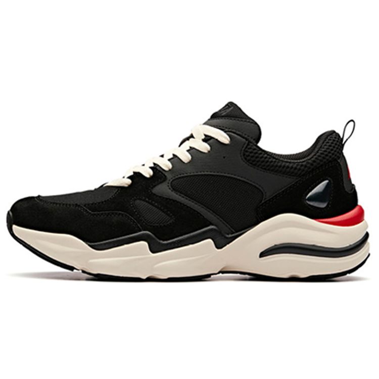 Anta Durable Non-Slip Shock Absorbing Low-Top Casual Dad Shoes Men Sneakers Black White 91848860-1