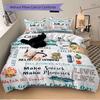 3pcs The Thompson Family Camping Adventure Printed Quilt Set, Includes 1 Quilt Cover and 2 Pillowcases