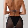 Contrasting Color Split Swimsuit Strap-up Bikini Sexy Three-piece Swimsuit