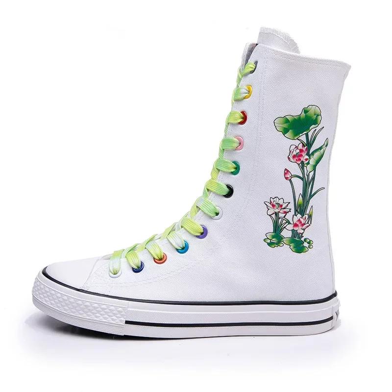 Мода 2024 года, новая весна-осень, женская обувь, повседневная обувь из парусины с высоким берцем, ботильоны, удобные ботинки на плоской подошве со шнуровкой и молнией, кроссовки 34-43