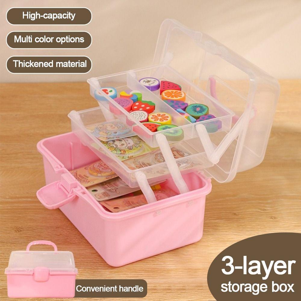 Three-layer Stationery Case Foldable Toy Box New Nail Art Organizer