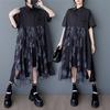 2025 Plus Size Dress Women Summer Long Shirt Dress Lace Printing Casual Loose Pleated Vintage Dress Maxi