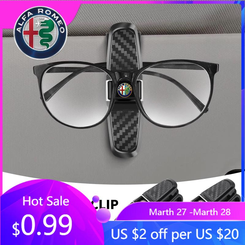 BBDK7 For Alfa Romeo Car Glasses Case Car Sun Visor Glasses Holder Sunglasses Clip For Alfa Romeo 159 Giulietta Giulia 147 Mito 156 St