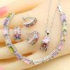 Сияющие разноцветные цирконы Ювелирные наборы для женщин Свадебные серьги Браслет Кольца Ожерелье Подвеска Лучший подарок для вечеринки
