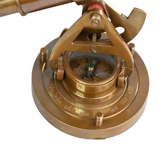 13.97 Cm Brass Alidade Telescope with Compass Nautical Decor Gift.