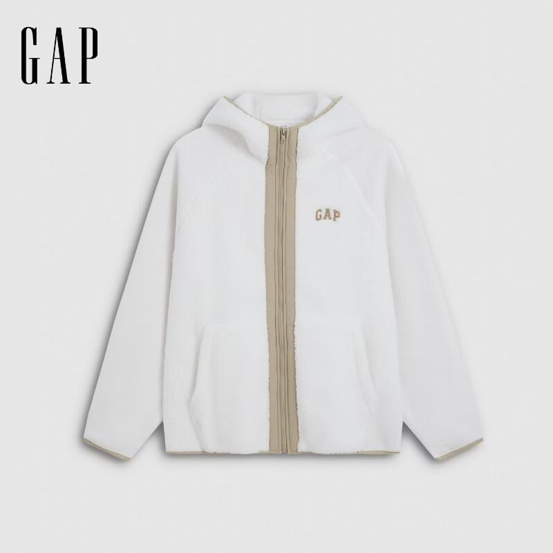 Gap Unisex Fall Colorblock Faux Shearling Hooded Zip-Up Jacket