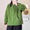Woman Winter Vintage Hooded Loose Solid Color Fashion Long Sleeves Chinese Style Tops