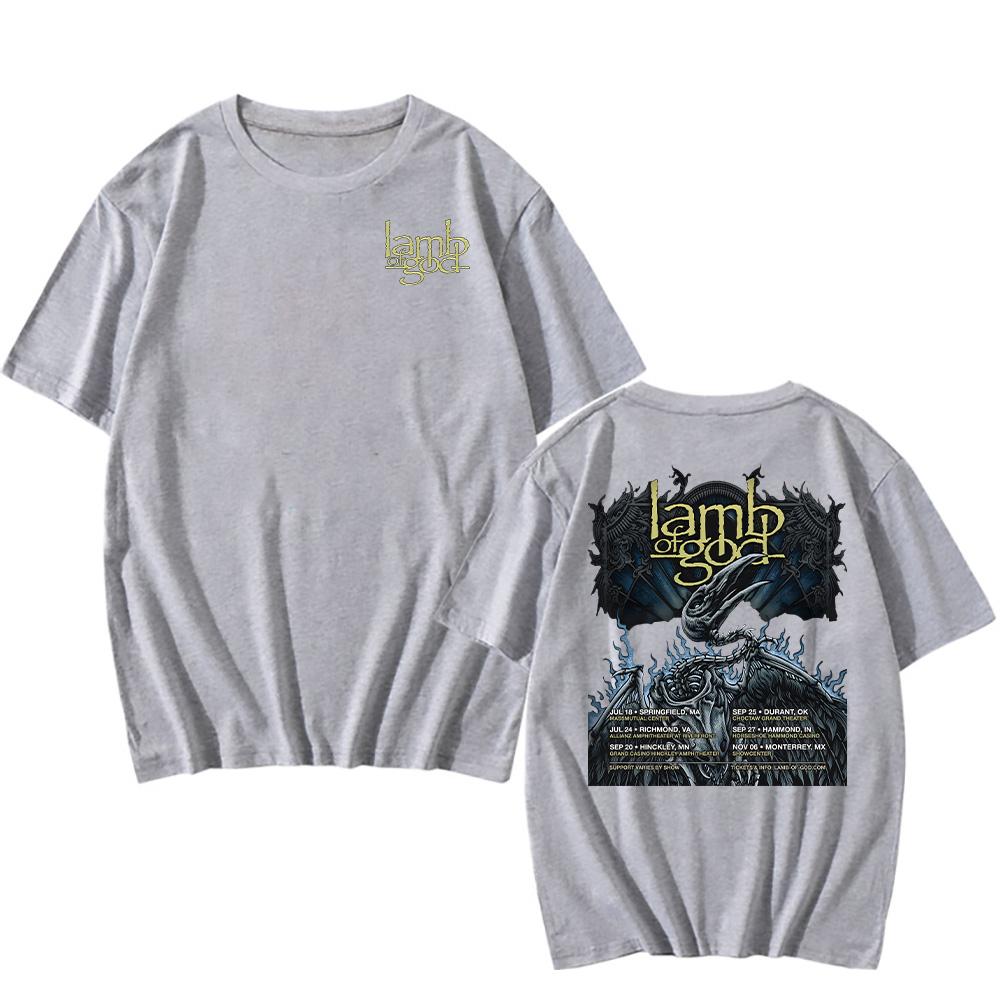 Футболки Lamb of God Tour 2025, винтажные двухсторонние футболки, летние женские/мужские хлопковые футболки, гранж-мода, свободная уличная одежда