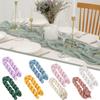 2 PC Table Runner 10FT Boho Mesh Cheese Cloth Table Runner For Party Long Rustic Sheer Table Runners For Baby Bridal Shower Wedding Easter Table